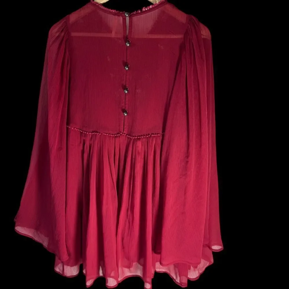 Free People Sunshine of Love Blended Berry Red Mini‎ Dress Sz S